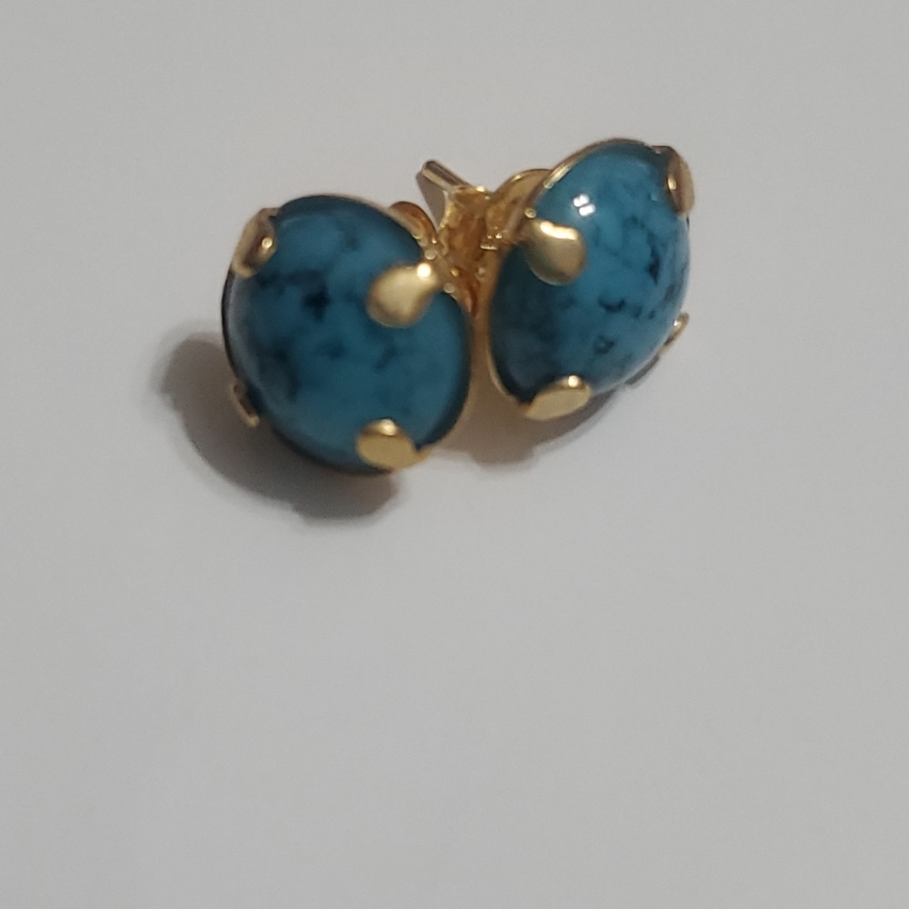 18k Gold filled Turquoise Blue Stud Earrings